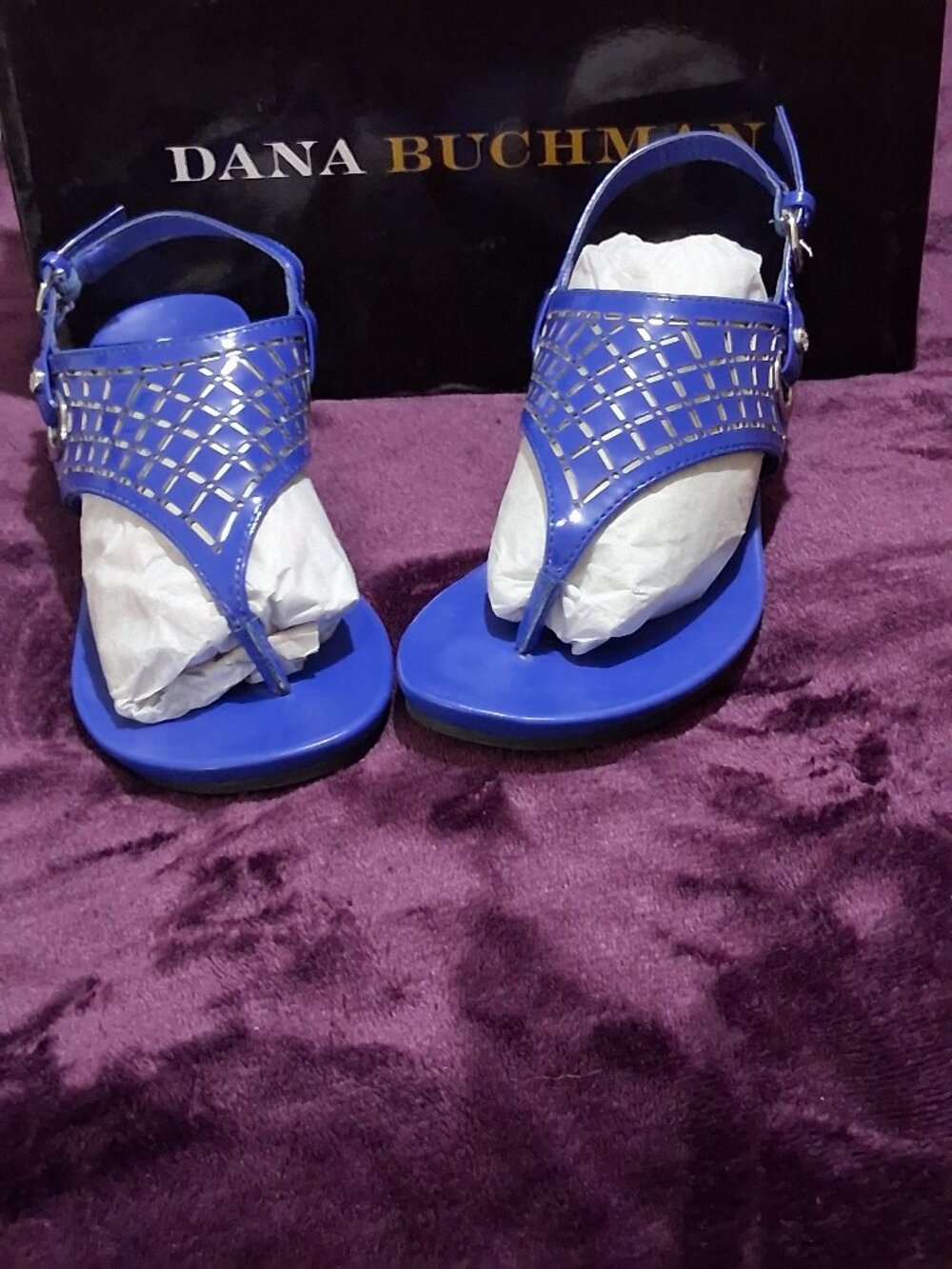 Vintage Electric Blue and Silver Sandals 6.5